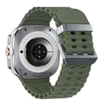 Ocean Dual Silver Buckle Silicone Watch Band, For Samsung Galaxy Watch Ultra 47mm / Ultra 2025