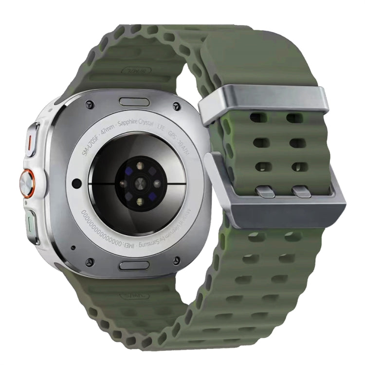 Ocean Dual Silver Buckle Silicone Watch Band, For Samsung Galaxy Watch Ultra 47mm / Ultra 2025