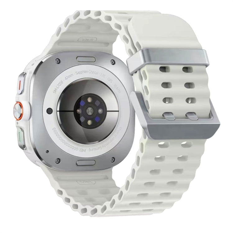 Ocean Dual Silver Buckle Silicone Watch Band, For Samsung Galaxy Watch Ultra 47mm / Ultra 2025