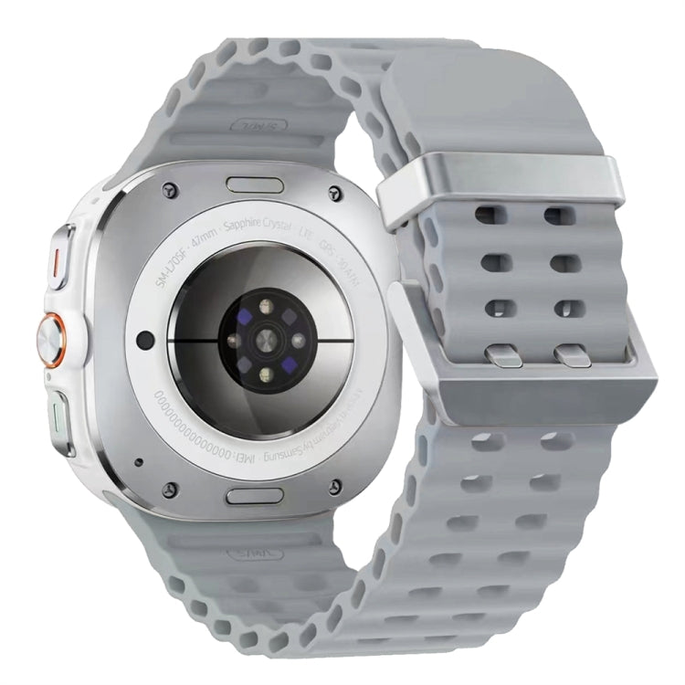 Ocean Dual Silver Buckle Silicone Watch Band, For Samsung Galaxy Watch Ultra 47mm / Ultra 2025