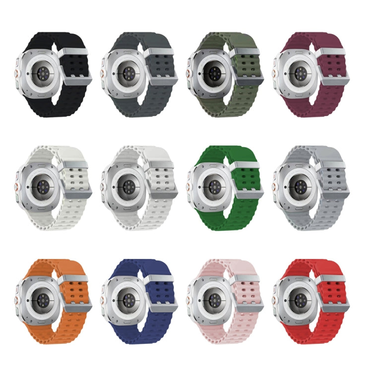 Ocean Dual Silver Buckle Silicone Watch Band, For Samsung Galaxy Watch Ultra 47mm / Ultra 2025