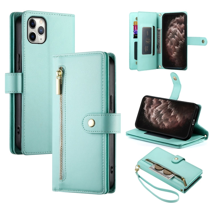 Nine Card-slot Zipper Wallet Bag Leather Phone Case, For iPhone 11 Pro Max, For iPhone 11, For iPhone 11 Pro