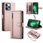 Nine Card-slot Zipper Wallet Bag Leather Phone Case, For iPhone 14 Pro Max, For iPhone 13 Pro Max, For iPhone 13 Pro, For iPhone 13, For iPhone 13 mini, For iPhone 12 / 12 Pro, For iPhone 12 Pro Max, For iPhone 12 mini