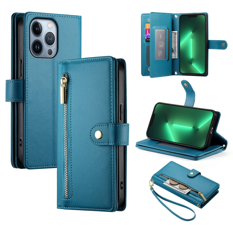 Nine Card-slot Zipper Wallet Bag Leather Phone Case, For iPhone 14 Pro Max, For iPhone 13 Pro Max, For iPhone 13 Pro, For iPhone 13, For iPhone 13 mini, For iPhone 12 / 12 Pro, For iPhone 12 Pro Max, For iPhone 12 mini