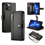 Nine Card-slot Zipper Wallet Bag Leather Phone Case, For iPhone 14 Pro Max, For iPhone 13 Pro Max, For iPhone 13 Pro, For iPhone 13, For iPhone 13 mini, For iPhone 12 / 12 Pro, For iPhone 12 Pro Max, For iPhone 12 mini
