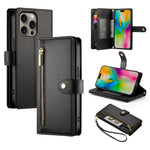 Nine Card-slot Zipper Wallet Bag Leather Phone Case, For iPhone 17 Pro Max, For iPhone 17 Pro, For iPhone 17, For iPhone Air, For iPhone 16e, For iPhone 16 Pro Max, For iPhone 16 Pro, For iPhone 16 Plus