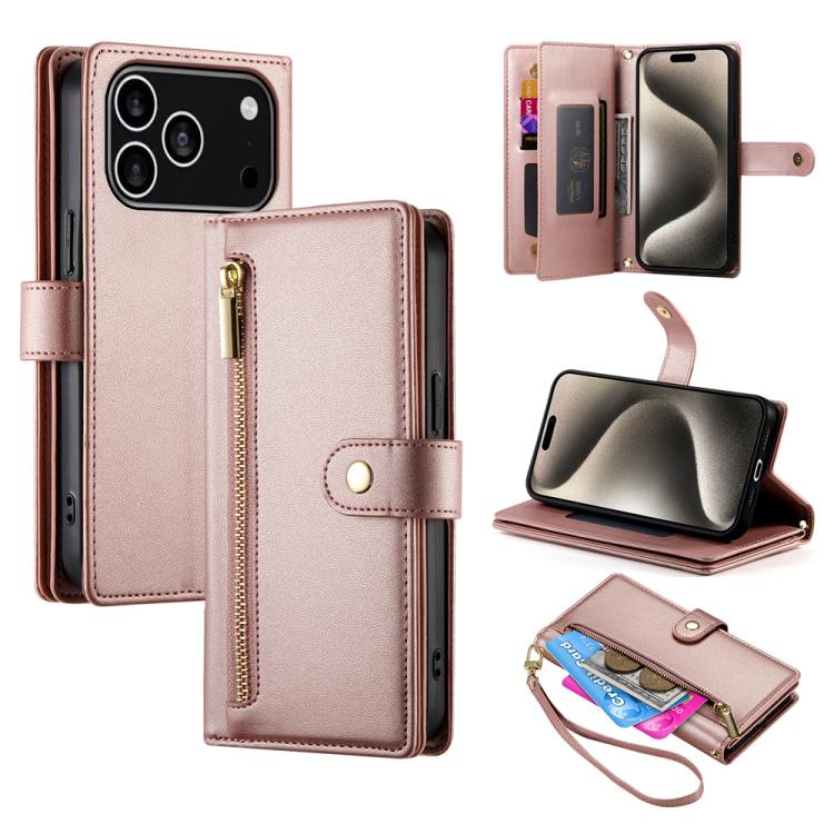 Nine Card-slot Zipper Wallet Bag Leather Phone Case, For iPhone 17 Pro Max, For iPhone 17 Pro, For iPhone 17, For iPhone Air, For iPhone 16e, For iPhone 16 Pro Max, For iPhone 16 Pro, For iPhone 16 Plus