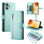 Nine Card-slot Zipper Wallet Bag Leather Phone Case, For iPhone 17 Pro Max, For iPhone 17 Pro, For iPhone 17, For iPhone Air, For iPhone 16e, For iPhone 16 Pro Max, For iPhone 16 Pro, For iPhone 16 Plus