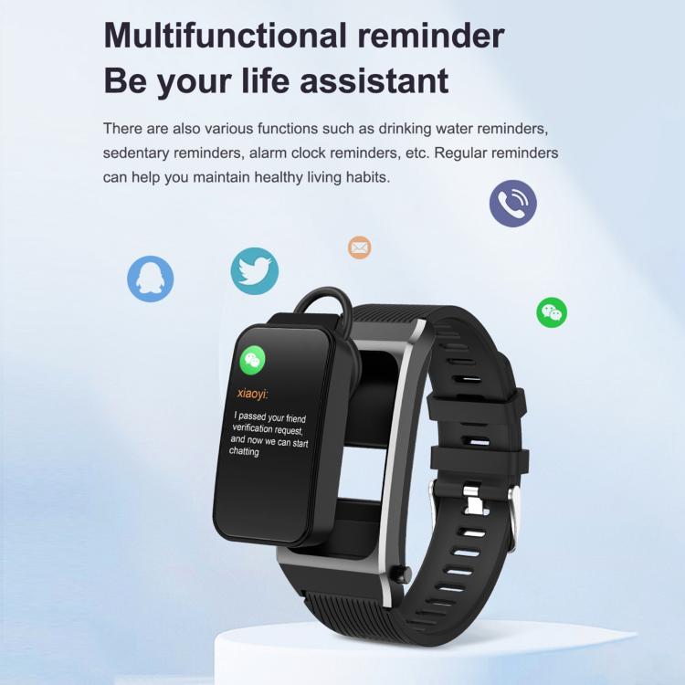 B7 Pro 1.5 inch 2 in 1 Bluetooth Earphone Silicone Strap Smart Watch, Support Heart Rate / Sleep Monitoring