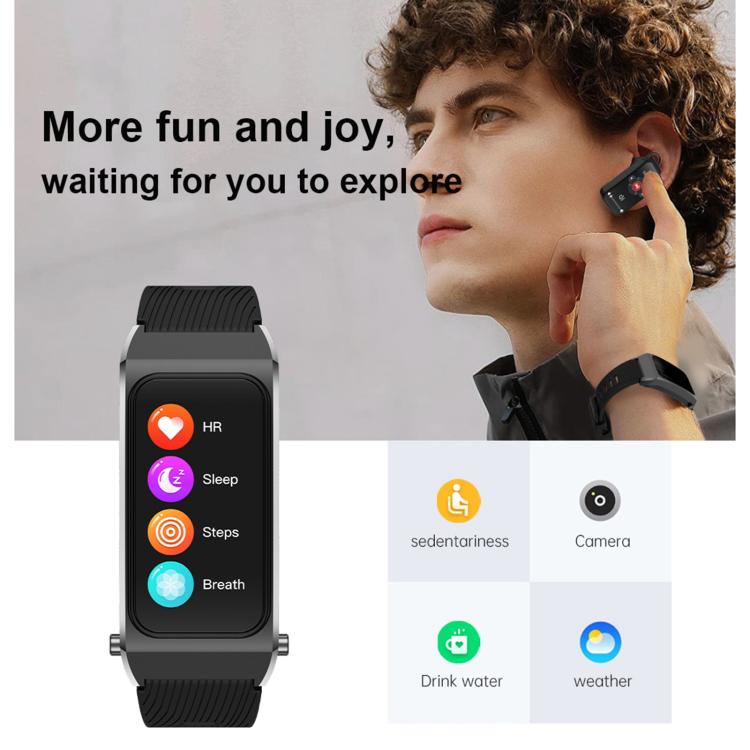 B7 Pro 1.5 inch 2 in 1 Bluetooth Earphone Silicone Strap Smart Watch, Support Heart Rate / Sleep Monitoring