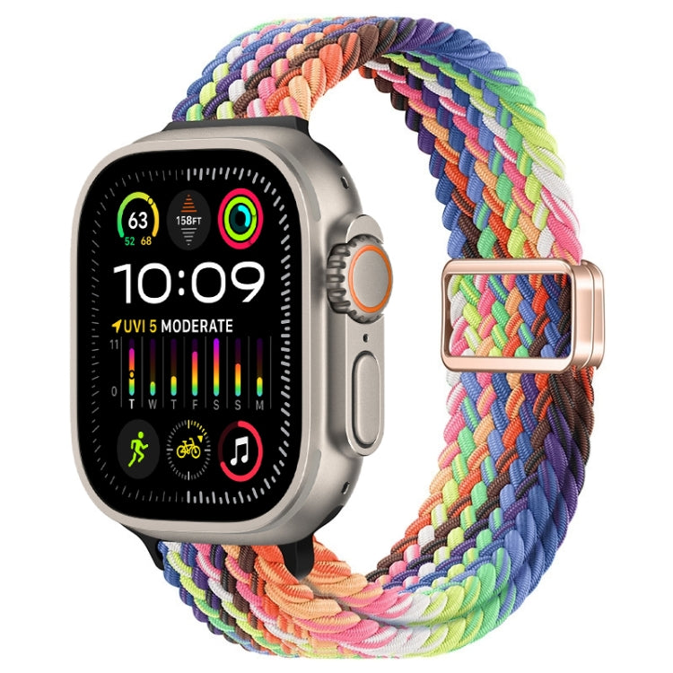 Slim Magnetic Buckle Nylon Braided Watch Band, For Apple Watch Ultra 2 49mm, For Apple Watch Series 9 45mm