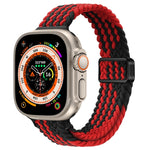 Slim Magnetic Buckle Nylon Braided Watch Band, For Apple Watch Series 9 41mm, For Apple Watch Ultra 49mm