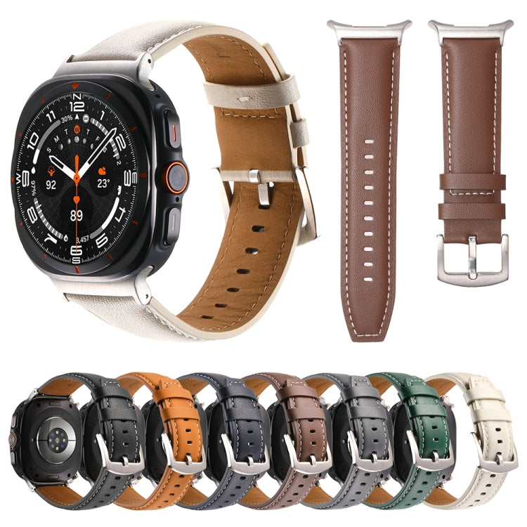 Plain Genuine Leather Watch Band, For Samsung Galaxy Watch Ultra 47mm / Ultra 2025
