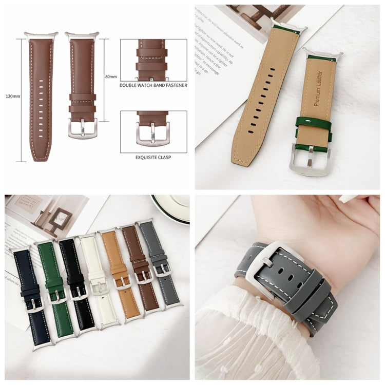 Plain Genuine Leather Watch Band, For Samsung Galaxy Watch Ultra 47mm / Ultra 2025
