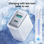 شاحن سريع JOYROOM JR-TCF15 بقوة 30 واط بمنفذي USB + USB-C / Type-C، قابس الاتحاد الأوروبي، قابس المملكة المتحدة