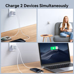 شاحن سريع JOYROOM JR-TCF15 بقوة 30 واط بمنفذي USB + USB-C / Type-C، قابس الاتحاد الأوروبي، قابس المملكة المتحدة