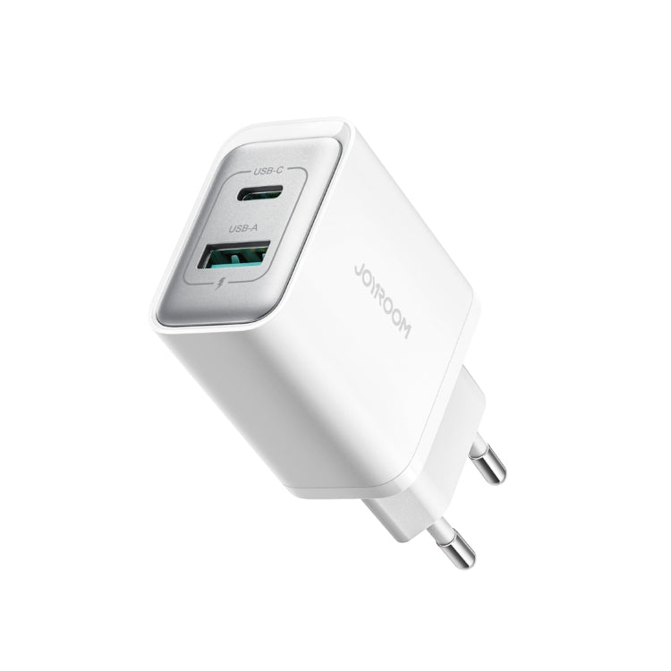 شاحن سريع JOYROOM JR-TCF15 بقوة 30 واط بمنفذي USB + USB-C / Type-C، قابس الاتحاد الأوروبي، قابس المملكة المتحدة