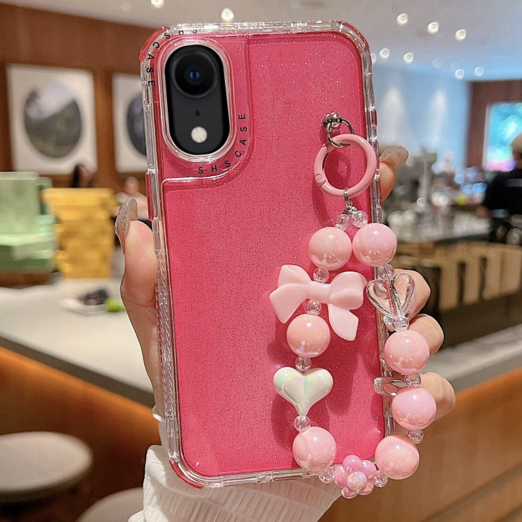 غطاء هاتف كامل من TPU + PC مع ترتر لامع وسوار، لهواتف iPhone XR، iPhone XS Max، iPhone 6 Plus / 7 Plus / 8 Plus
