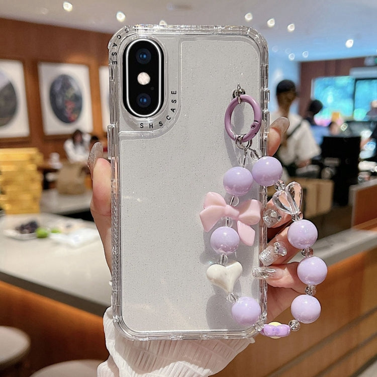 غطاء هاتف كامل من TPU + PC مع ترتر لامع وسوار، لهواتف iPhone XR، iPhone XS Max، iPhone 6 Plus / 7 Plus / 8 Plus