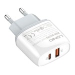 شاحن سريع LDNIO Q229 QC3.0 / PD20W USB + Type-C مع كابل Type-C إلى Type-C بطول 1 متر، قابس الاتحاد الأوروبي، قابس المملكة المتحدة، قابس الولايات المتحدة