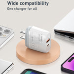 شاحن سريع LDNIO Q229 QC3.0 / PD20W USB + Type-C مع كابل Type-C إلى Type-C بطول 1 متر، قابس الاتحاد الأوروبي، قابس المملكة المتحدة، قابس الولايات المتحدة