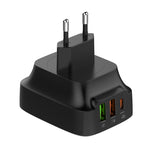 شاحن LDNIO Q334 بقوة 32 واط بمنفذ Type-C + منفذي USB مع كابل USB-C / Type-C إلى USB-C / Type-C بطول 1 متر، قابس الاتحاد الأوروبي، قابس المملكة المتحدة، قابس الولايات المتحدة