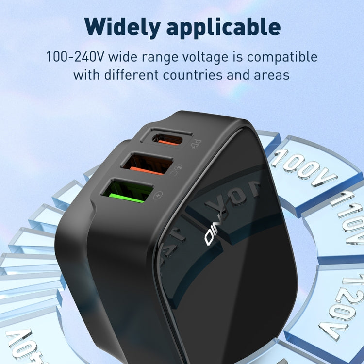 شاحن LDNIO Q334 بقوة 32 واط بمنفذ Type-C + منفذي USB مع كابل USB-C / Type-C إلى USB-C / Type-C بطول 1 متر، قابس الاتحاد الأوروبي، قابس المملكة المتحدة، قابس الولايات المتحدة