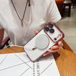 غطاء هاتف مطلي بالكهرباء مع MagSafe، لهواتف iPhone 15، iPhone 14 Plus، iPhone 14، iPhone 14 Pro، iPhone 14 Pro Max، iPhone 13 Pro Max