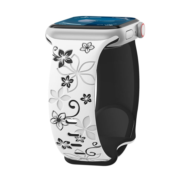 Bauhinia Two-color Embossed Silicone Watch Band, For Apple Watch SE 2022 40mm, For Apple Watch SE 2022 44mm, For Apple Watch Series 7 41mm, For Apple Watch Series 7 45mm, For Apple Watch SE 40mm, For Apple Watch SE 44mm, For Apple Watch Series 6 40mm  ...