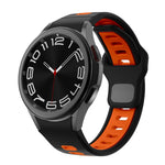 Two Color Stripes Reverse Buckle Silicone Watch Band, For Samsung Galaxy Watch 7 / 6