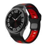 Two Color Stripes Reverse Buckle Silicone Watch Band, For Samsung Galaxy Watch 7 / 6