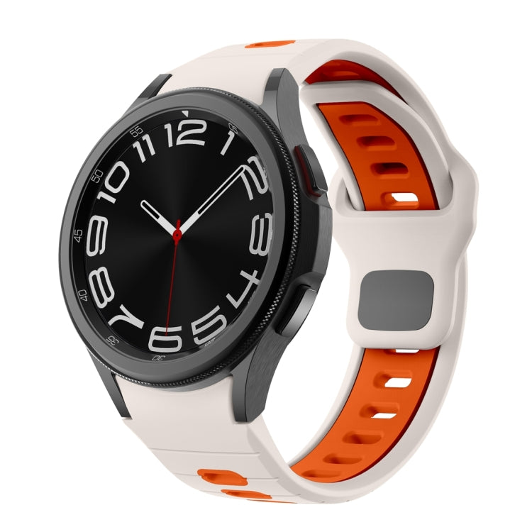 Two Color Stripes Reverse Buckle Silicone Watch Band, For Samsung Galaxy Watch 7 / 6