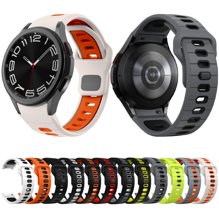 Two Color Stripes Reverse Buckle Silicone Watch Band, For Samsung Galaxy Watch 7 / 6