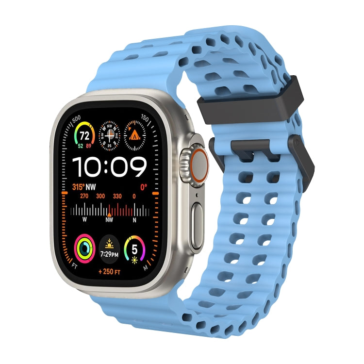 Ocean Dual-Row Hole Silicone Watch Band, For Apple Watch SE 2023 44mm, For Apple Watch Ultra 2 49mm, For Apple Watch Series 9 45mm
