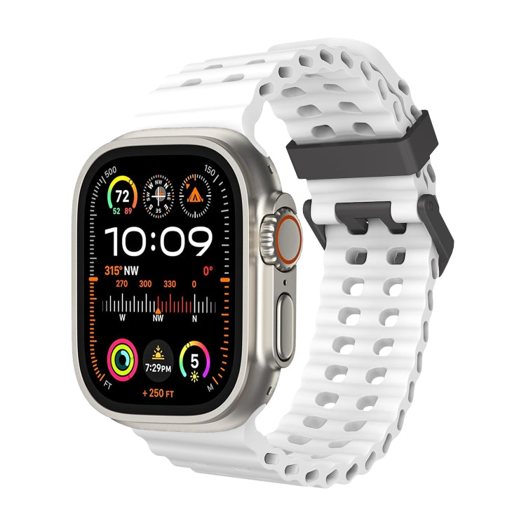 Ocean Dual-Row Hole Silicone Watch Band, For Apple Watch Ultra 49mm, For Apple Watch Series 8 45mm, For Apple Watch SE 2022 44mm