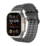 Ocean Dual-Row Hole Silicone Watch Band, For Apple Watch Ultra 49mm, For Apple Watch Series 8 45mm, For Apple Watch SE 2022 44mm