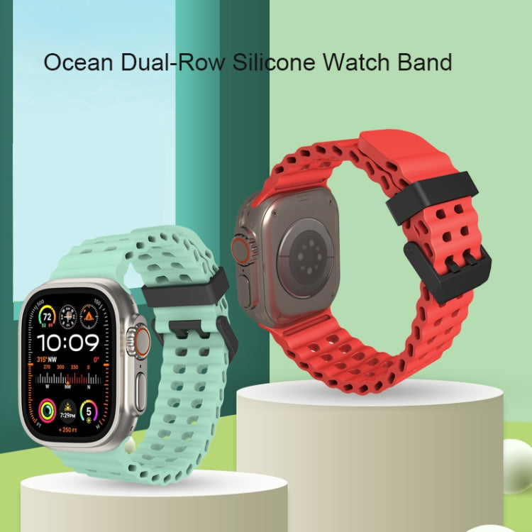 Ocean Dual-Row Hole Silicone Watch Band, For Apple Watch Series 5 44mm, For Apple Watch Series 4 44mm, For Apple Watch Series 3 42mm