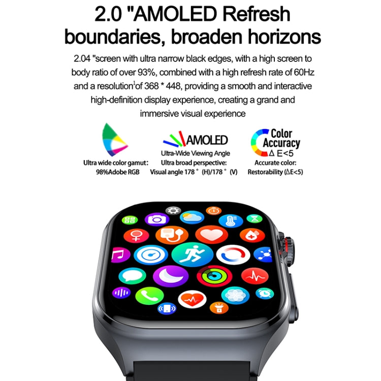 ET585 Smartwatch mit 2,04 Zoll Nylonarmband, IP68 wasserdicht, unterstützt EKG- und Blutzusammensetzungsmessung