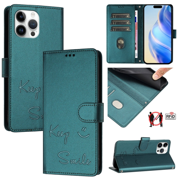 Smile Embossing RFID Leather Phone Case, For iPhone 14 Pro Max, For iPhone SE 2022 / 2020 / 8 / 7, For iPhone 13 Pro Max, For iPhone 13 Pro, For iPhone 13 mini, For iPhone 12 / 12 Pro, For iPhone 12 Pro Max, For iPhone 12 mini