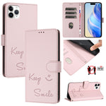 Smile Embossing RFID Leather Phone Case, For iPhone 11 Pro Max, For iPhone 11, For iPhone 11 Pro, For iPod Touch 7 / 6 / 5, For iPhone X / XS, For iPhone XR, For iPhone XS Max, For iPhone 8 Plus / 7 Plus