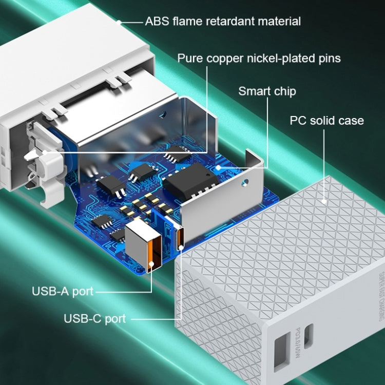 شاحن سفر LDNIO A2620C PD3.0 بقوة 65 واط مع كابل Type-C إلى Type-C، قابس الاتحاد الأوروبي، قابس الولايات المتحدة، قابس المملكة المتحدة