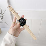Genuine Leather Silver Buckle Replacement Strap Watchband, For Samsung Galaxy Watch3 45mm, For Samsung Galaxy Watch3 41mm