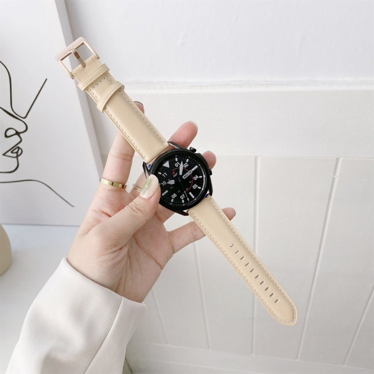 Genuine Leather Silver Buckle Replacement Strap Watchband, For Samsung Galaxy Watch3 45mm, For Samsung Galaxy Watch3 41mm