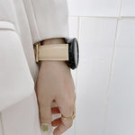 Genuine Leather Silver Buckle Replacement Strap Watchband, For Samsung Galaxy Watch3 45mm, For Samsung Galaxy Watch3 41mm