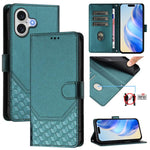 Honeycomb Embossing RFID Leather Phone Case, For iPhone 17e / 16e, For iPhone 17 Pro Max, For iPhone 17 Pro, For iPhone 17, For iPhone Air, For iPhone 16 Pro Max, For iPhone 16 Pro, For iPhone 16 Plus