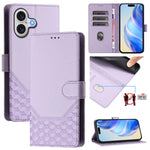 Honeycomb Embossing RFID Leather Phone Case, For iPhone 17e / 16e, For iPhone 17 Pro Max, For iPhone 17 Pro, For iPhone 17, For iPhone Air, For iPhone 16 Pro Max, For iPhone 16 Pro, For iPhone 16 Plus