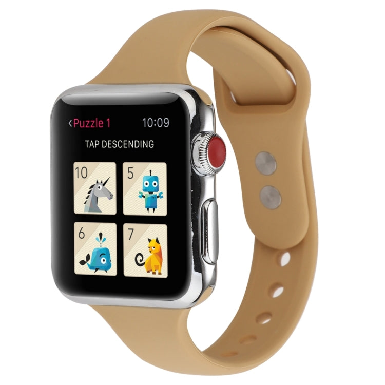 Thin Silicone Double Buckle Replacement Wrist Strap, For Apple Watch Series 7 41mm / 6 & SE & 5 & 4 40mm / 3 & 2 & 1 38mm, For Apple Watch Series 8&7 41mm / SE 2&6&SE&5&4 40mm / 3&2&1 38mm