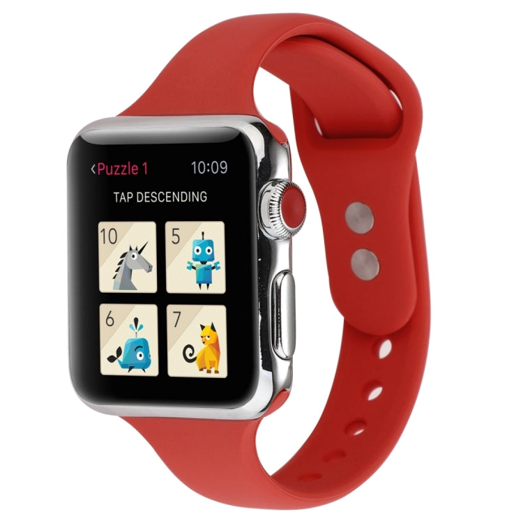 Thin Silicone Double Buckle Replacement Wrist Strap, For Apple Watch Series 7 41mm / 6 & SE & 5 & 4 40mm / 3 & 2 & 1 38mm, For Apple Watch Series 8&7 41mm / SE 2&6&SE&5&4 40mm / 3&2&1 38mm