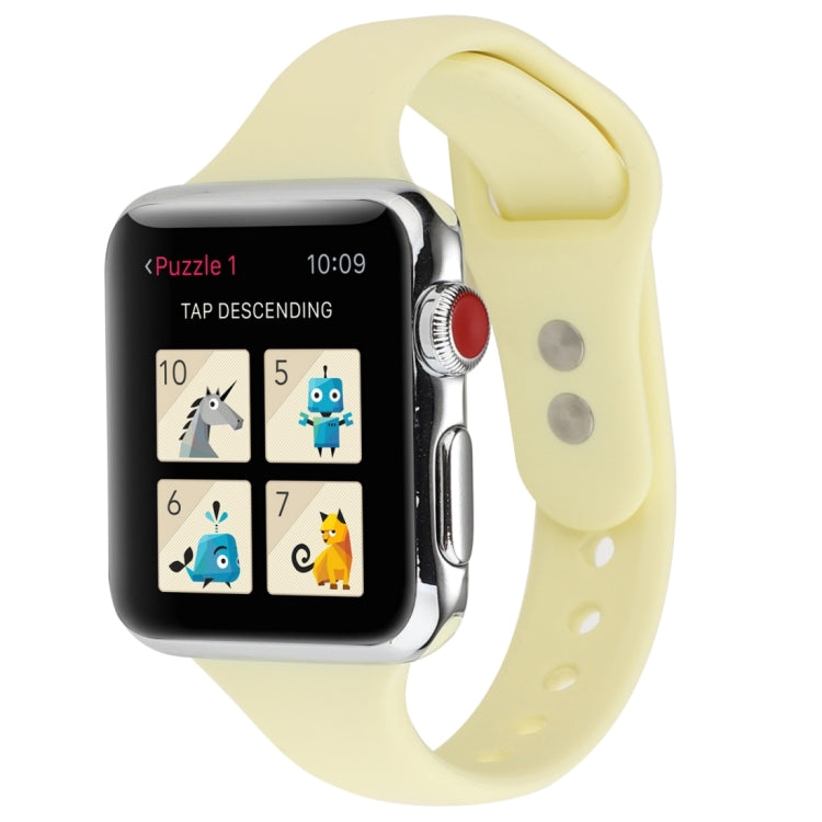 Thin Silicone Double Buckle Replacement Wrist Strap, For Apple Watch Series 7 41mm / 6 & SE & 5 & 4 40mm / 3 & 2 & 1 38mm, For Apple Watch Series 8&7 41mm / SE 2&6&SE&5&4 40mm / 3&2&1 38mm