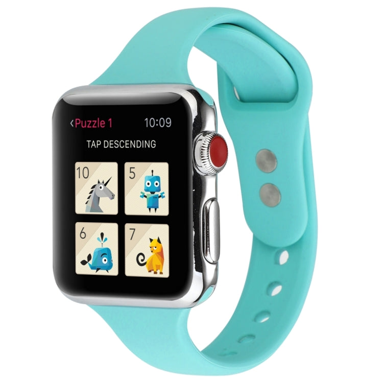 Thin Silicone Double Buckle Replacement Wrist Strap, For Apple Watch Series 7 41mm / 6 & SE & 5 & 4 40mm / 3 & 2 & 1 38mm, For Apple Watch Series 8&7 41mm / SE 2&6&SE&5&4 40mm / 3&2&1 38mm